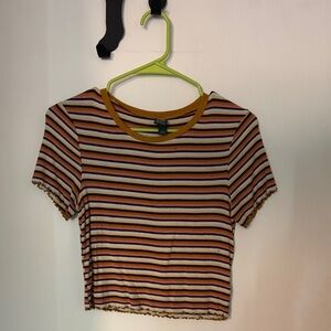 Wild fable orange and White Striped Crop Top